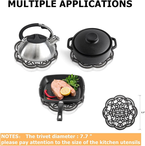 Yopay trivet with rubber pegs provides anti-slip support for hot pots and pans
