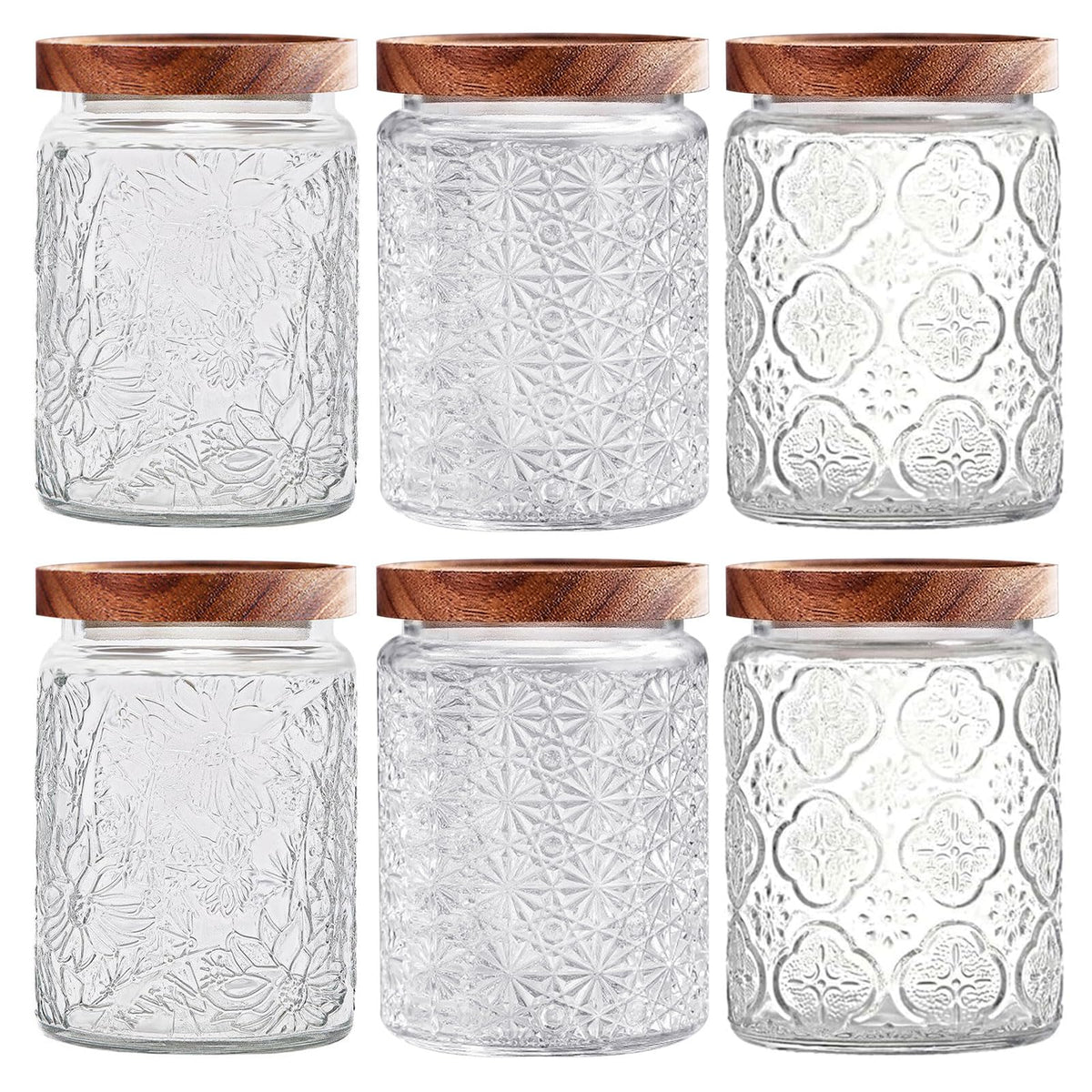 Yoqelt vintage glass jar with wooden lid shows airtight seal for pantry organization.
