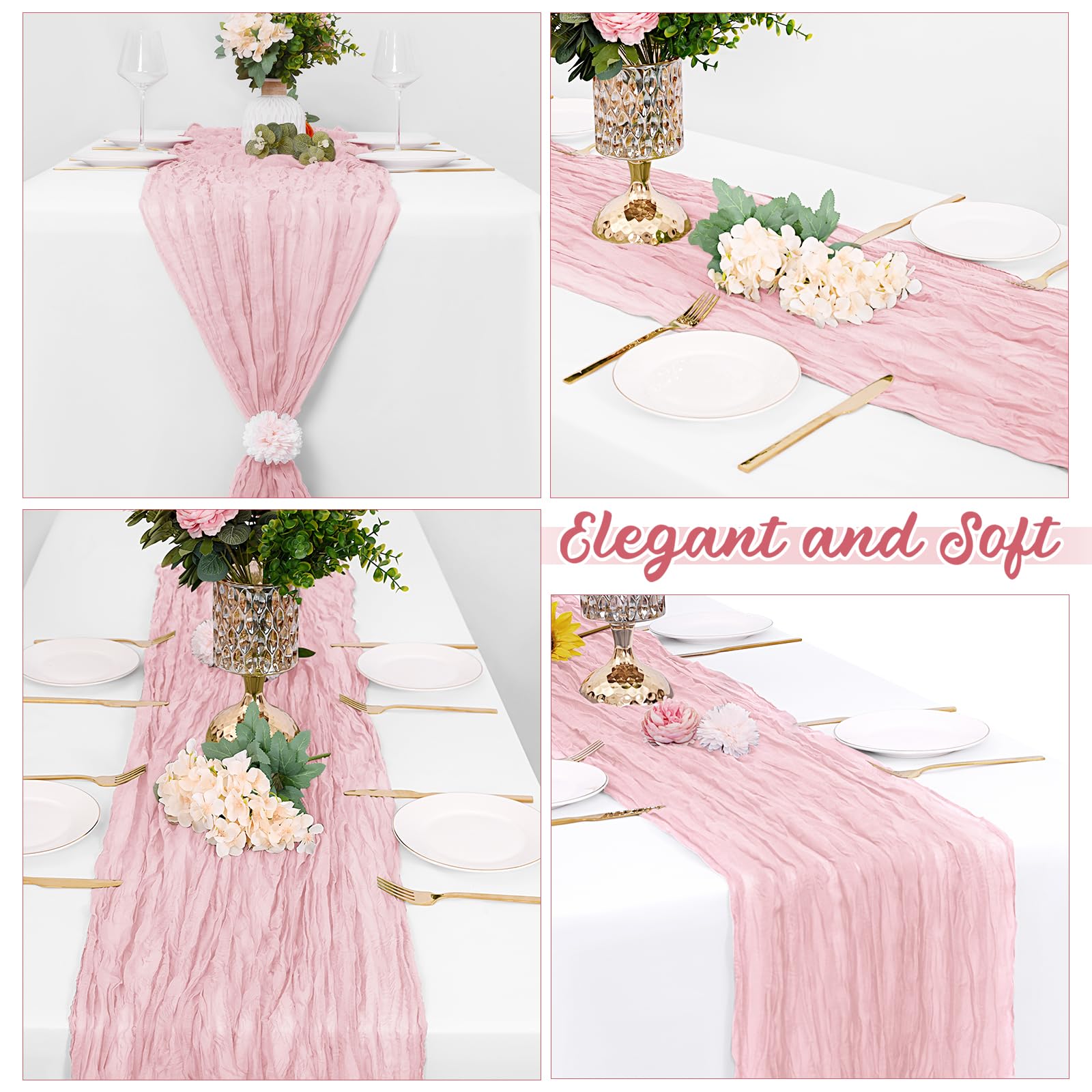 Yorcari wedding decor pink runner complements candles and florals for celebration