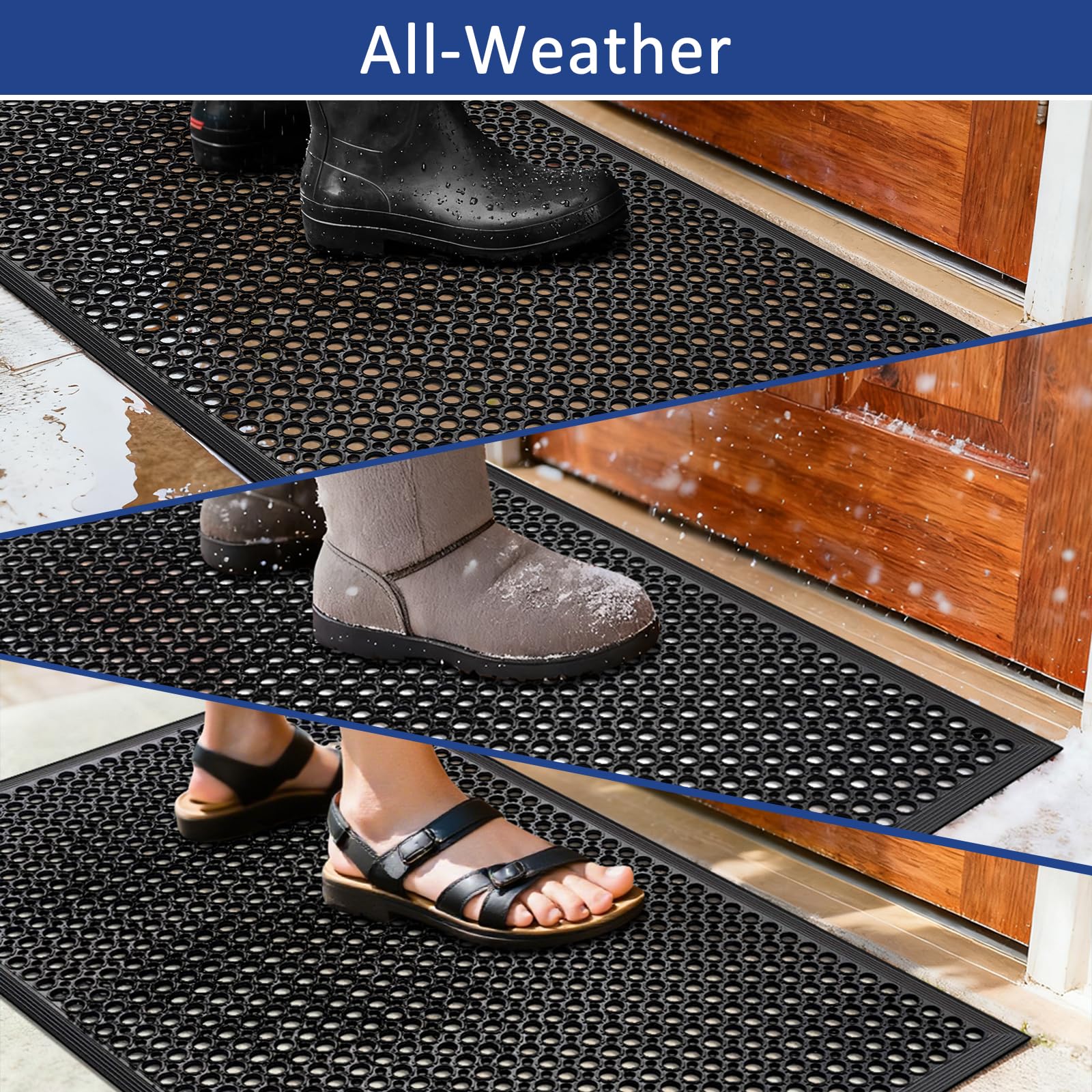 YOSHIKO indoor-outdoor mat suitable for kitchens, bars, and warehouses with heavy foot traffic.