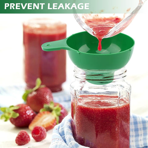 YOSINXU canning funnel aids clean pouring into jars with no spills.
