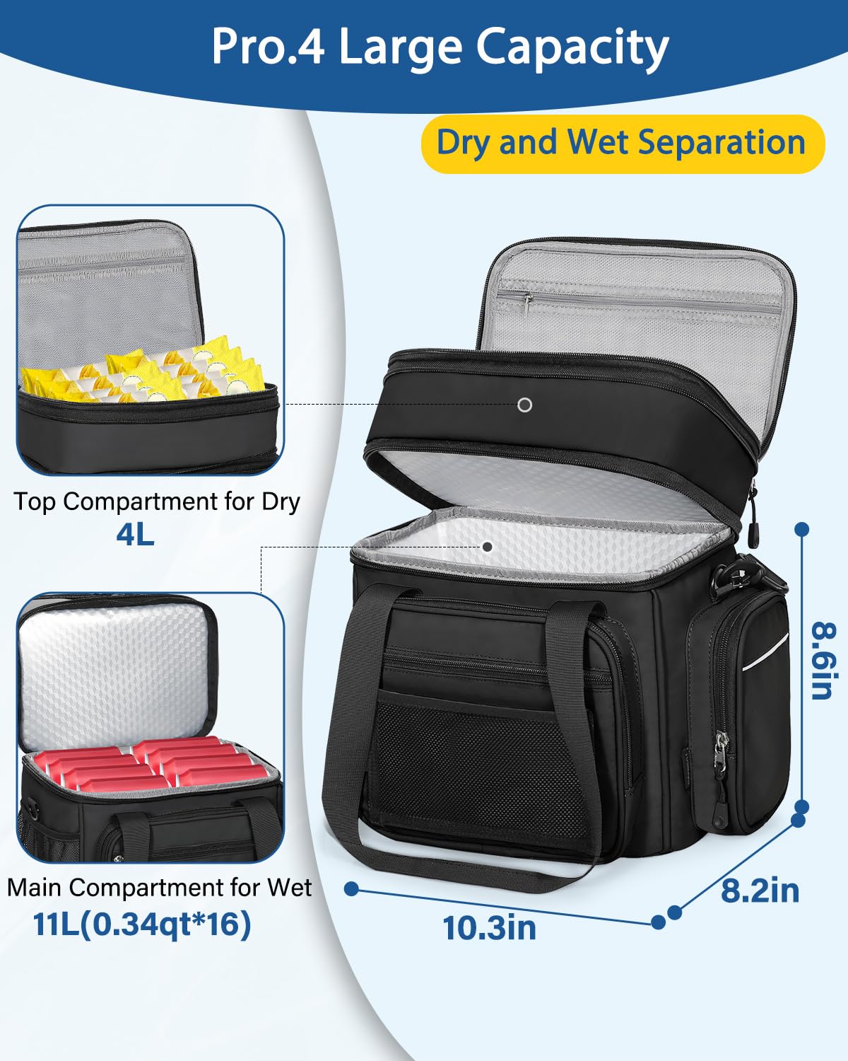 YOSMAAT lunch box cooler dry and wet space keeps snacks dry and meals separated