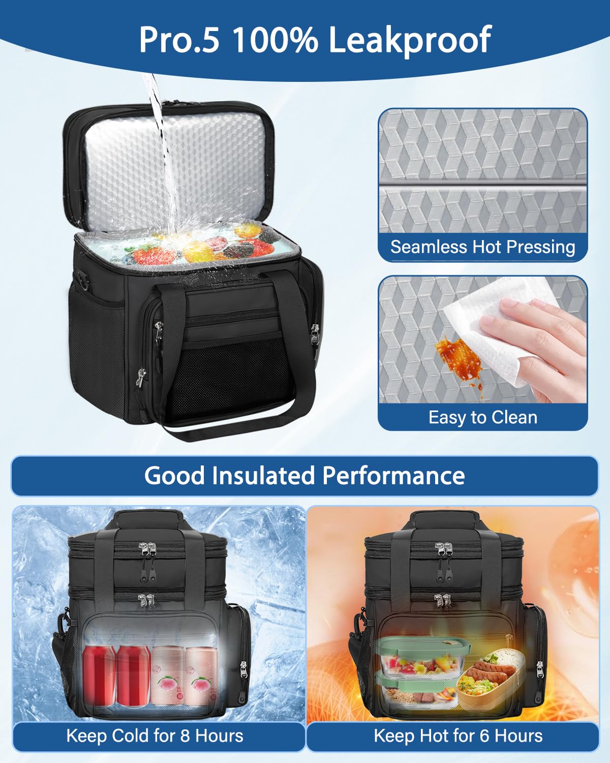 YOSMAAT lunch box cooler foil lining helps maintain temperature for hours