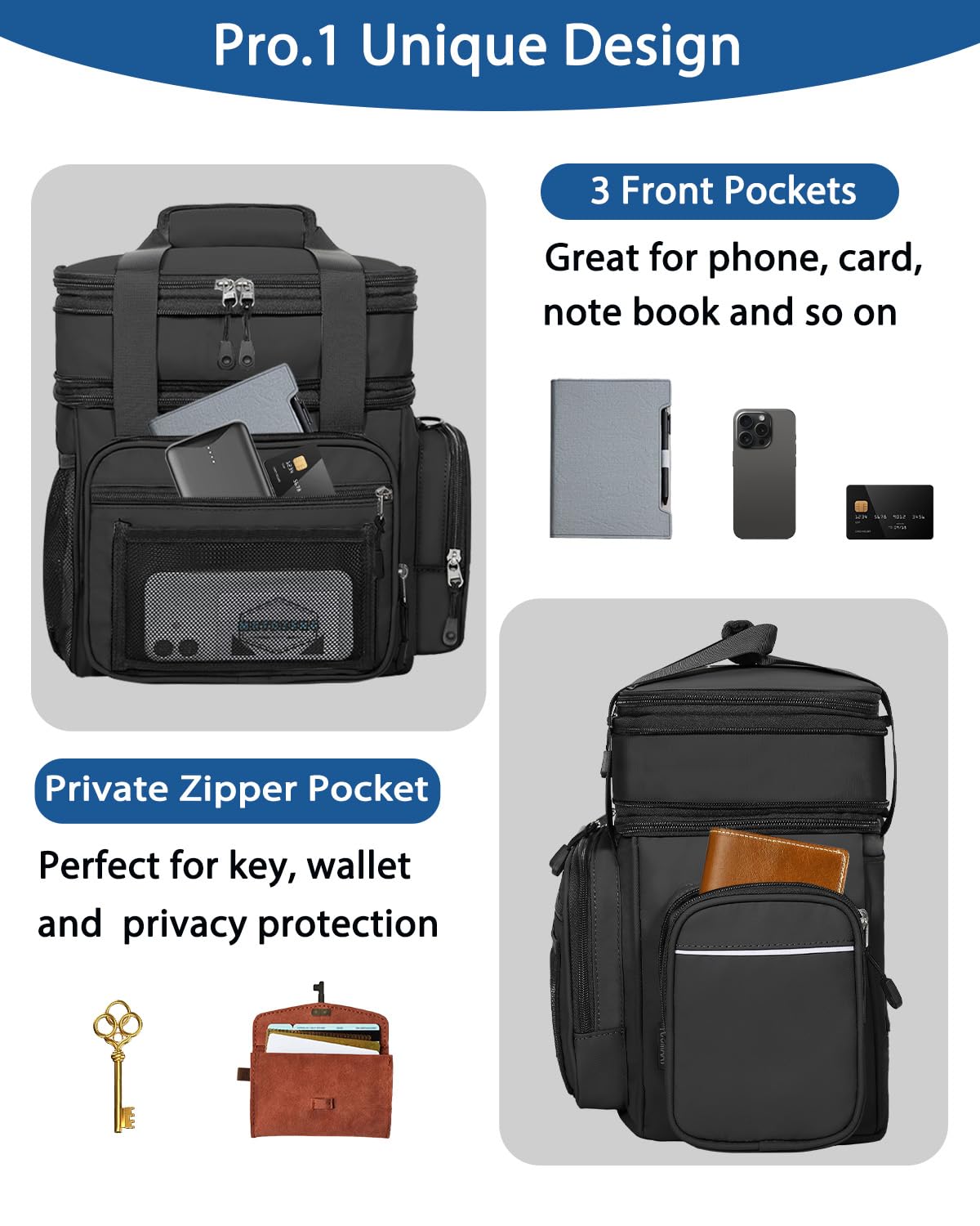 YOSMAAT lunch box cooler side elastic pocket keeps drinks upright during commutes