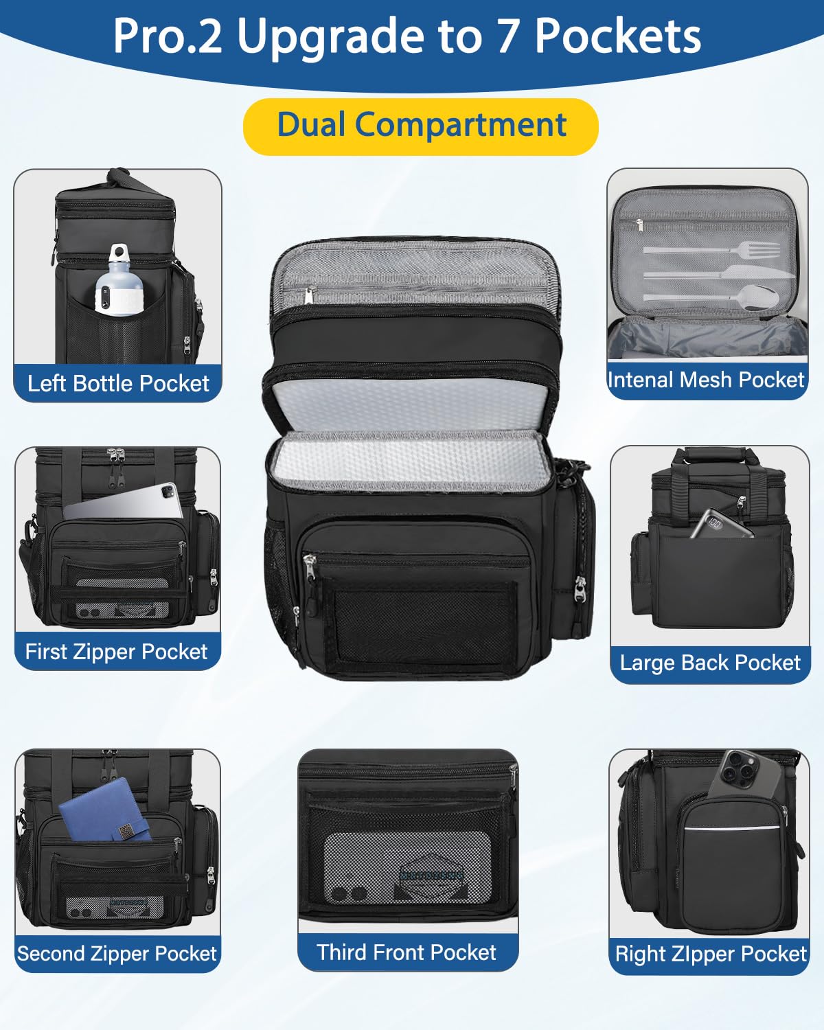 YOSMAAT lunch box cooler zippered pocket adds discreet storage on the go