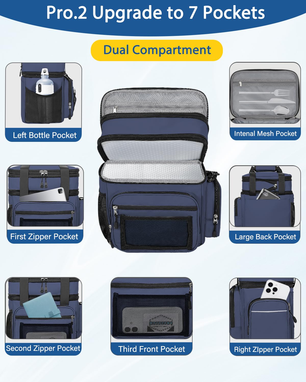 YOSMAAT lunch box features a unique zippered pocket for valuables on the go.