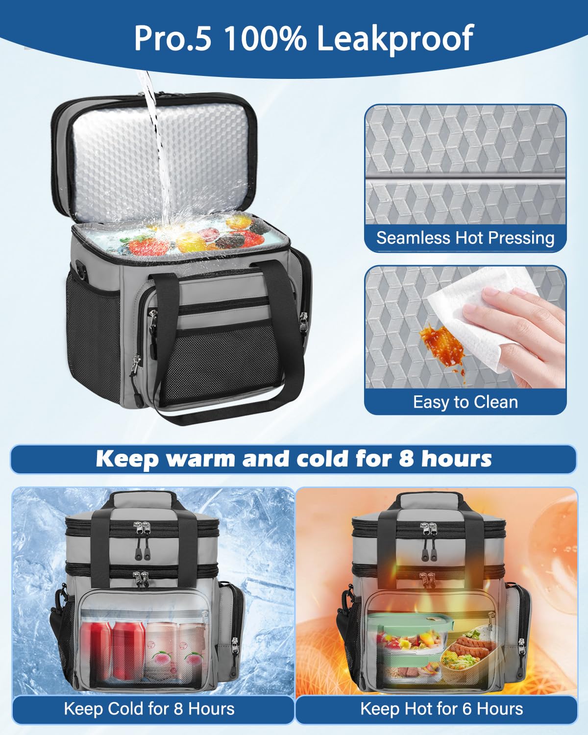 YOSMAAT lunchbox 15L capacity fits large meals, drinks, and fruit for outings
