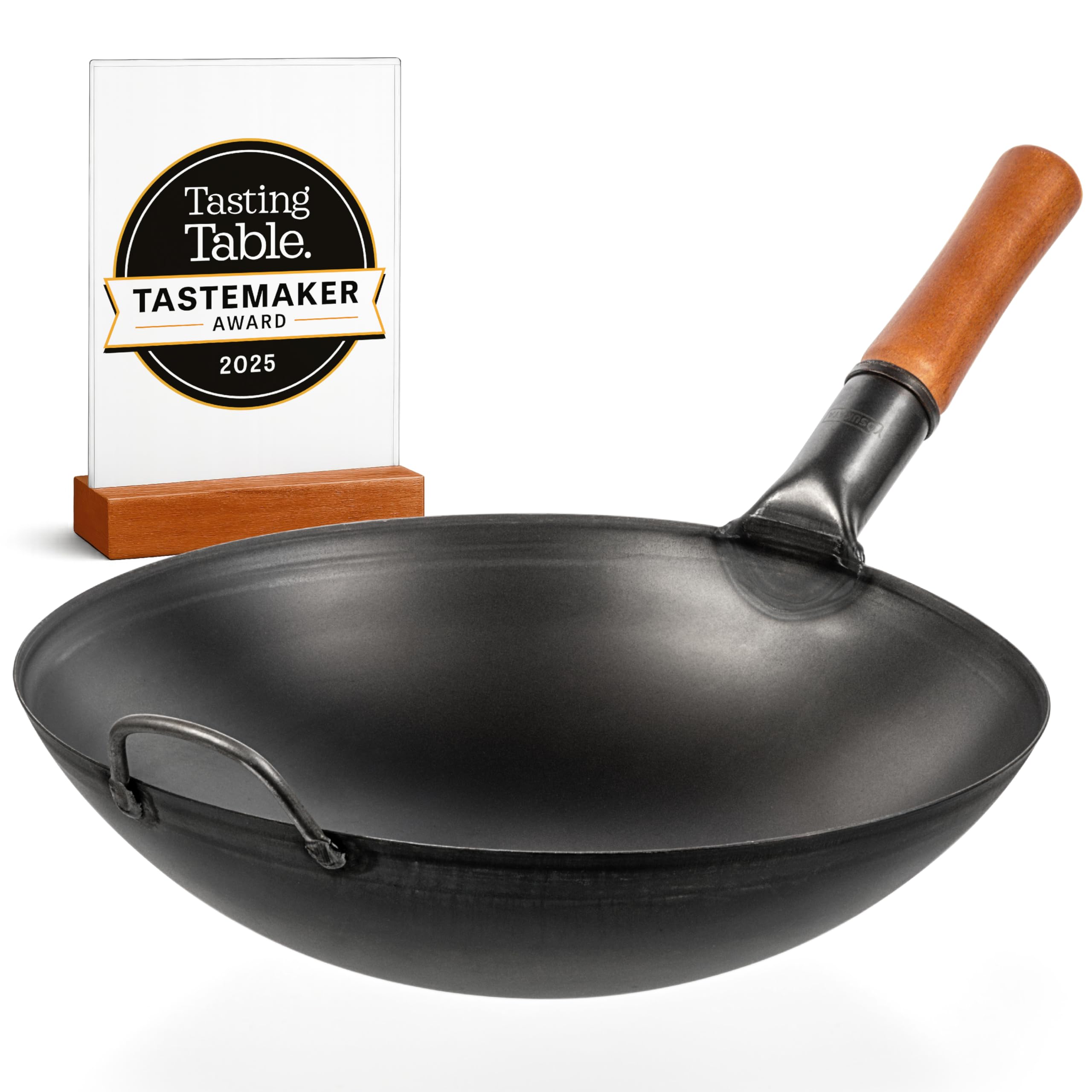 YOSUKATA 14-inch carbon steel wok with round bottom for authentic stir-fry flavor.