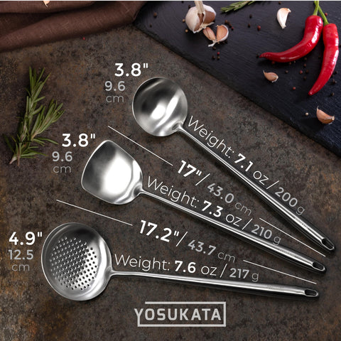 YOSUKATA ergonomic, heat-resistant handles protect hands during stir-fry.