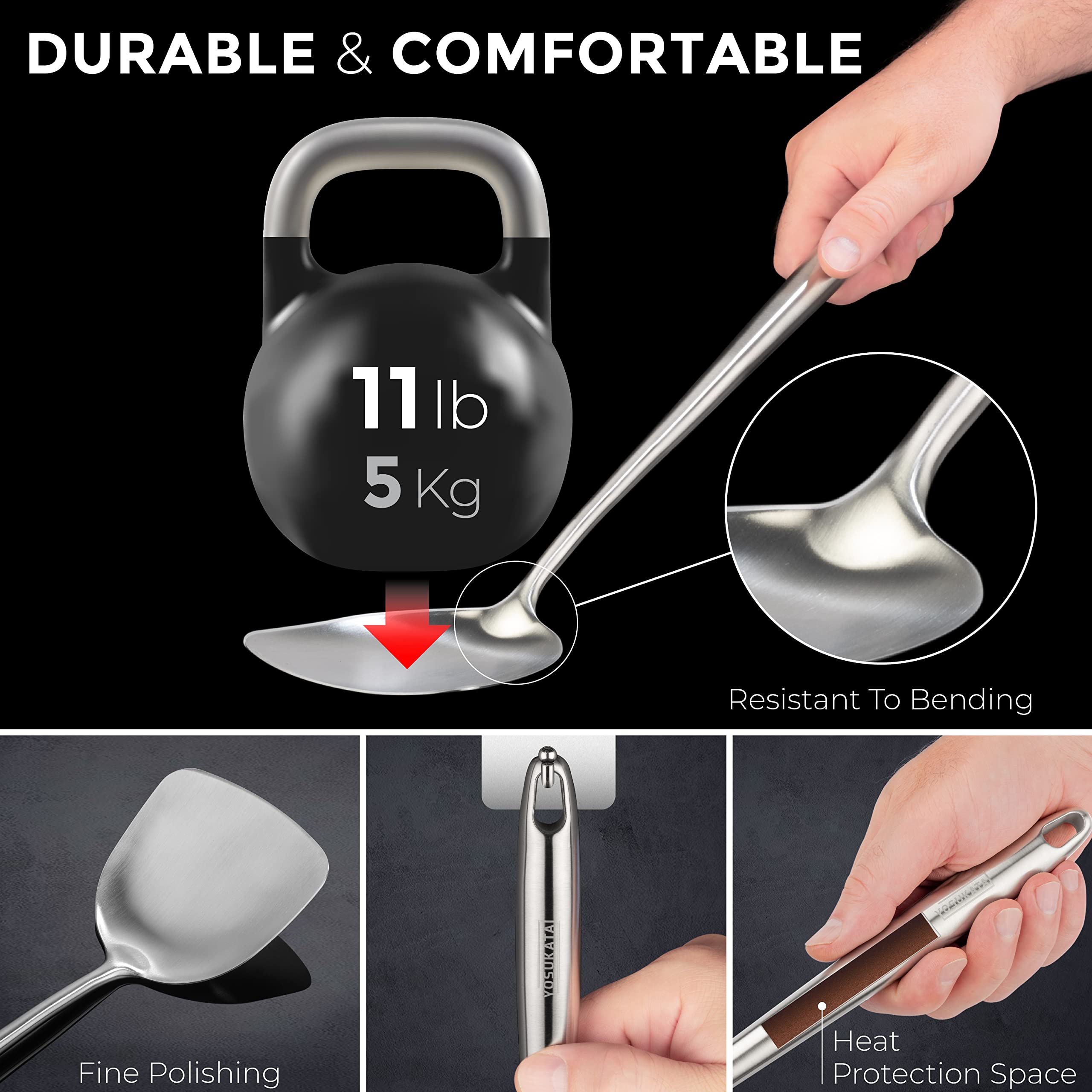 YOSUKATA heat-resistant stainless steel utensils for daily wok use