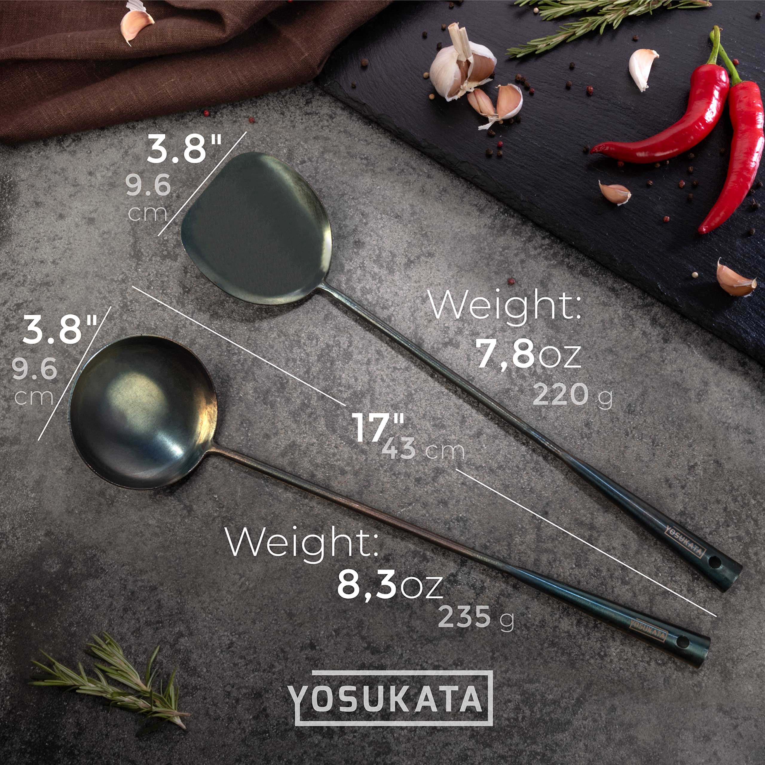 YOSUKATA wok ladle 17-inch long reach for saucing and serving.