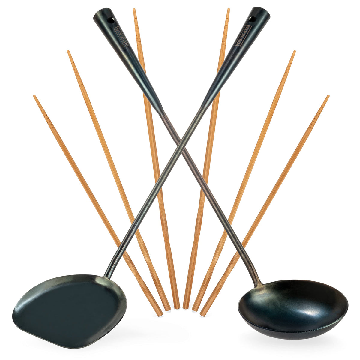 YOSUKATA pre-seasoned wok spatula 17-inch for safe flipping and high-heat searing.