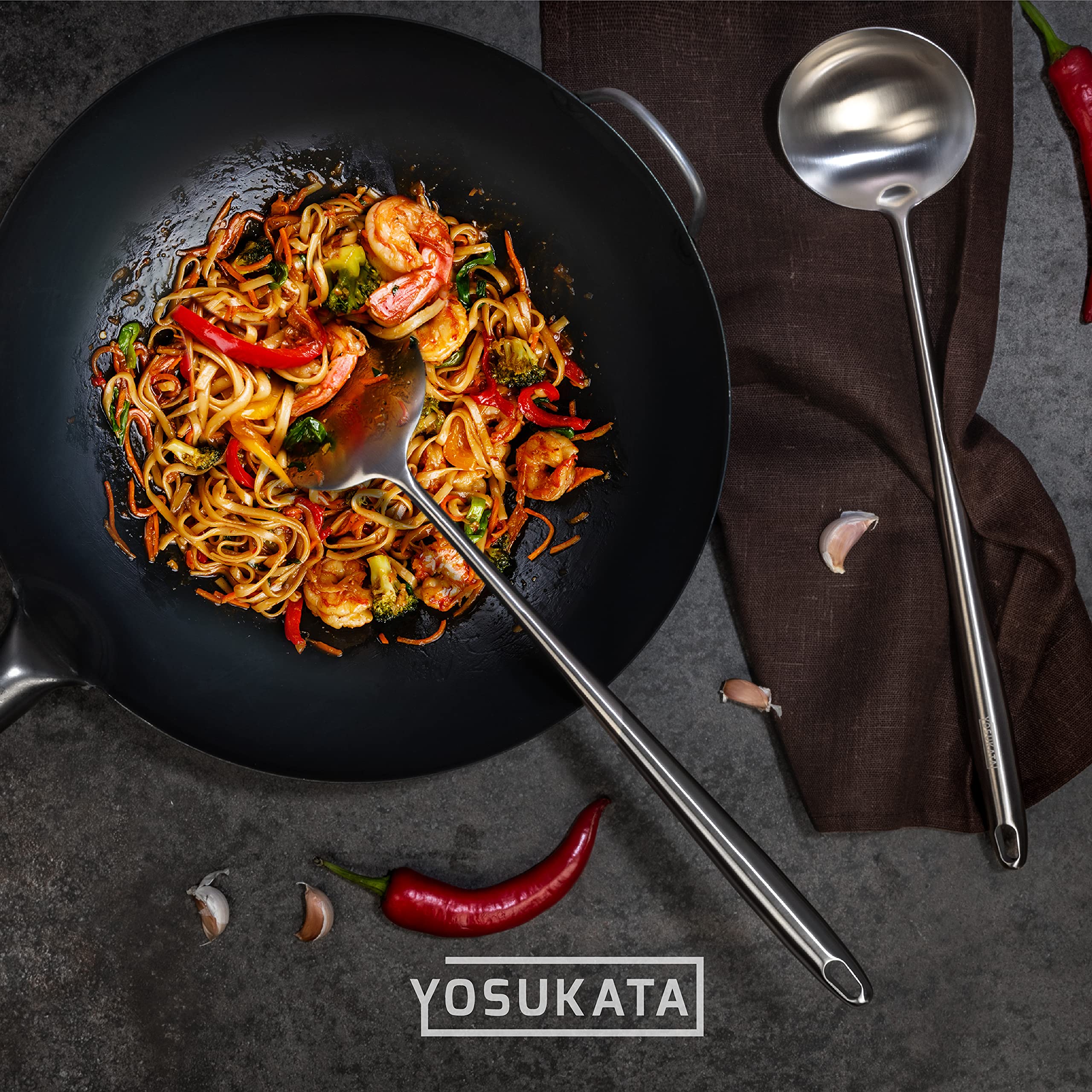 YOSUKATA versatile wok-set for meats, vegetables, and sauces