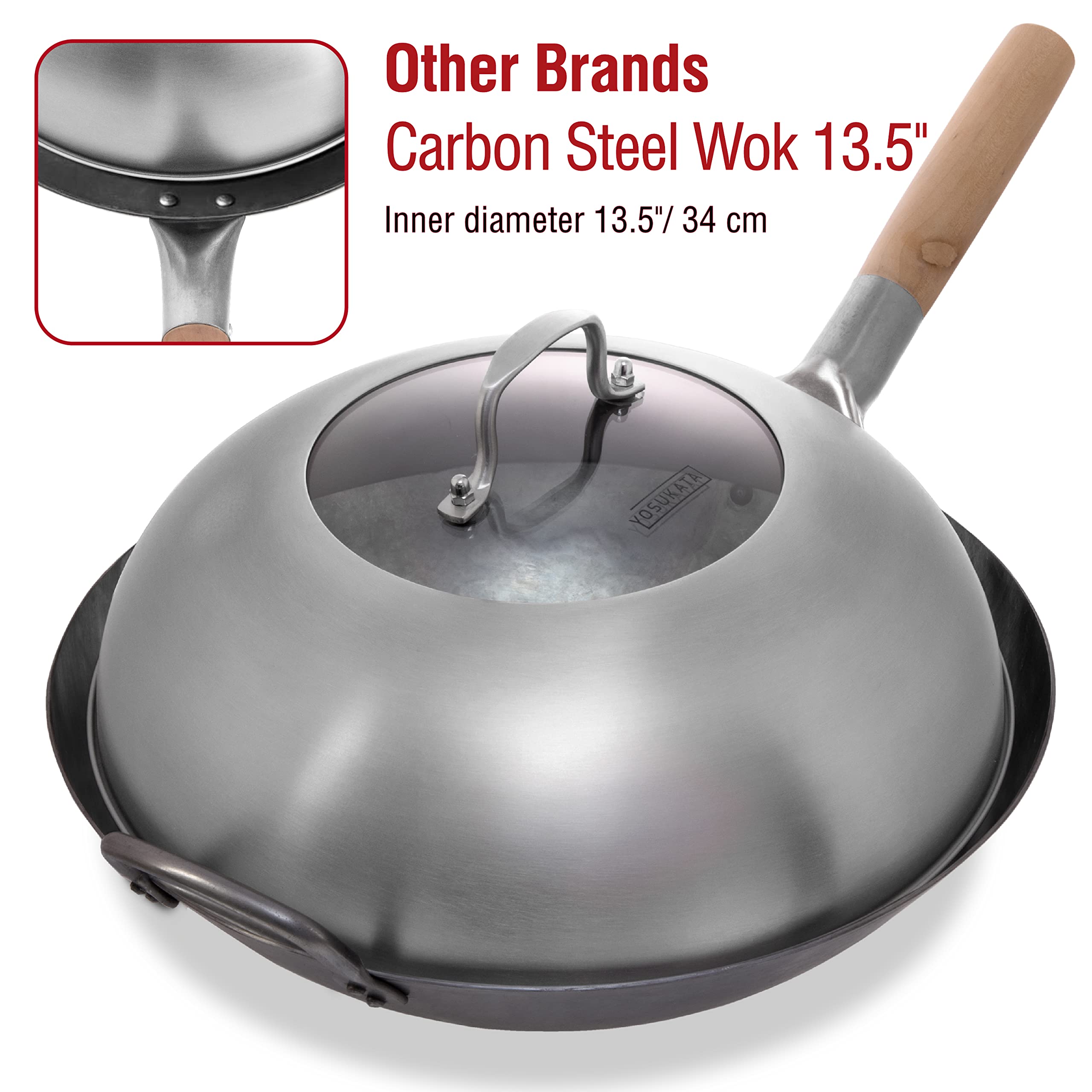 YOSUKATA lid fits 13.5-inch woks for versatile coverage across recipes