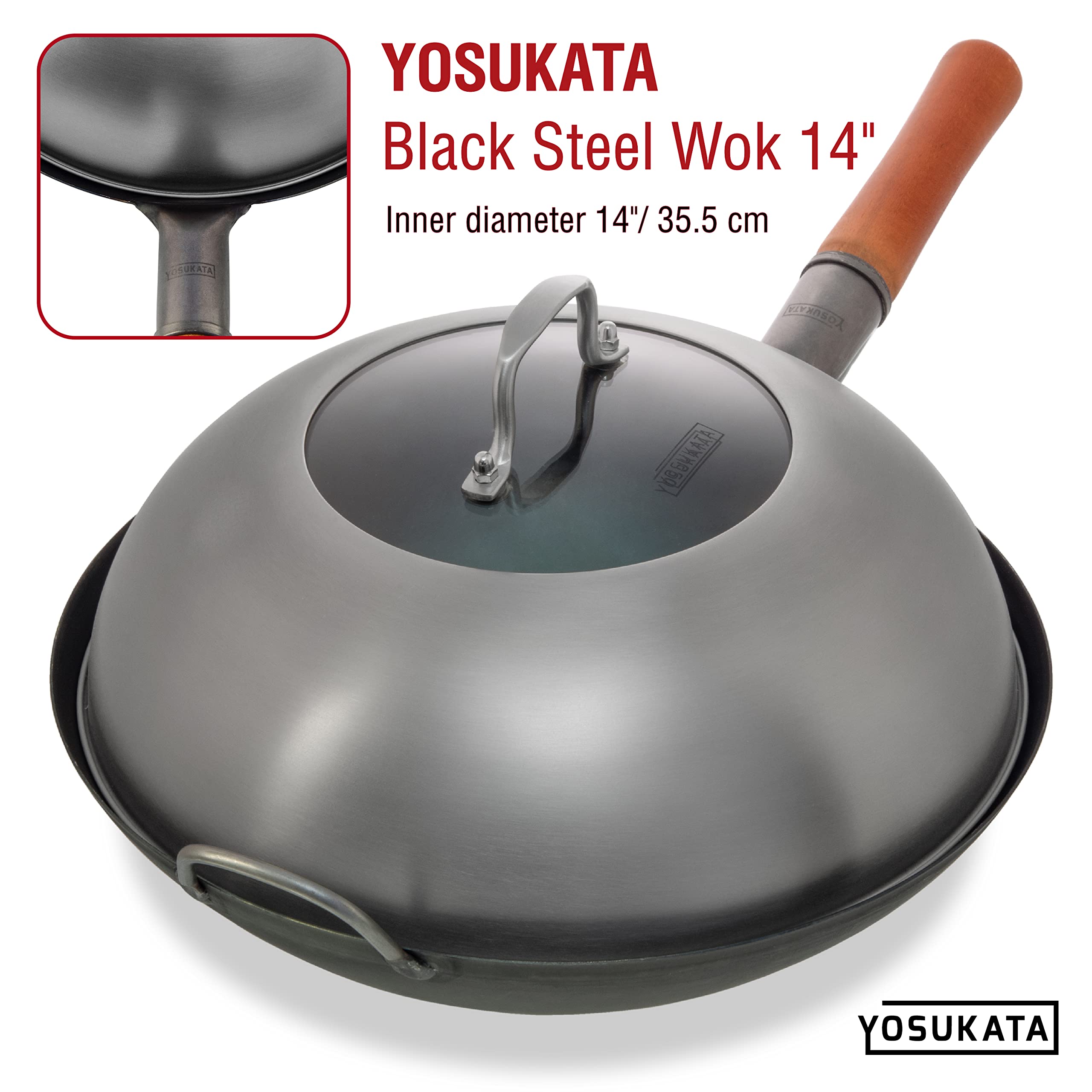 YOSUKATA Wok Lid dishwasher safe stainless steel for easy cleanup