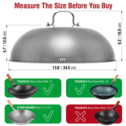 YOSUKATA Wok Lid steam holes gently vent to reduce splatter
