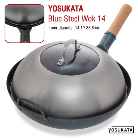 YOSUKATA Wok Lid clear glass view enables watching cooking progress