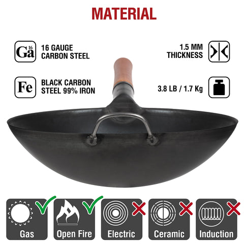 YOSUKATA versatile wok suited for pan-frying, braising, and steaming.