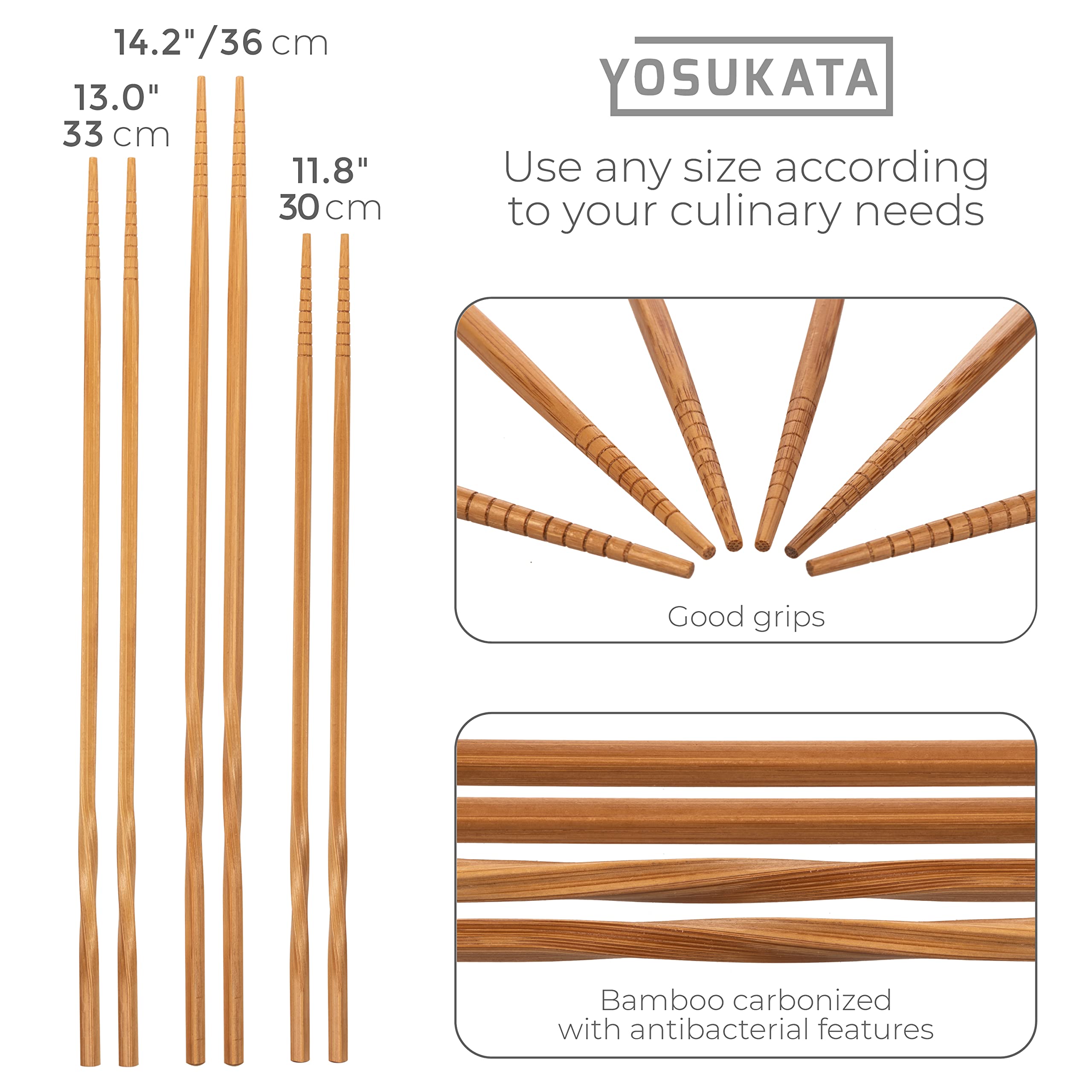 YOSUKATA 13-inch wooden chopsticks for precise stir-frying.