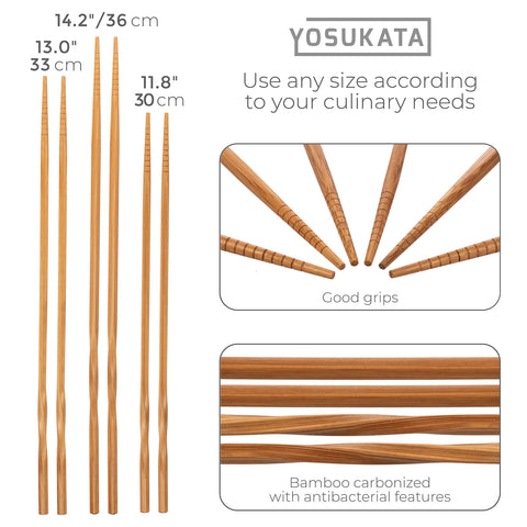 YOSUKATA 13-inch wooden chopsticks for precise stir-frying.