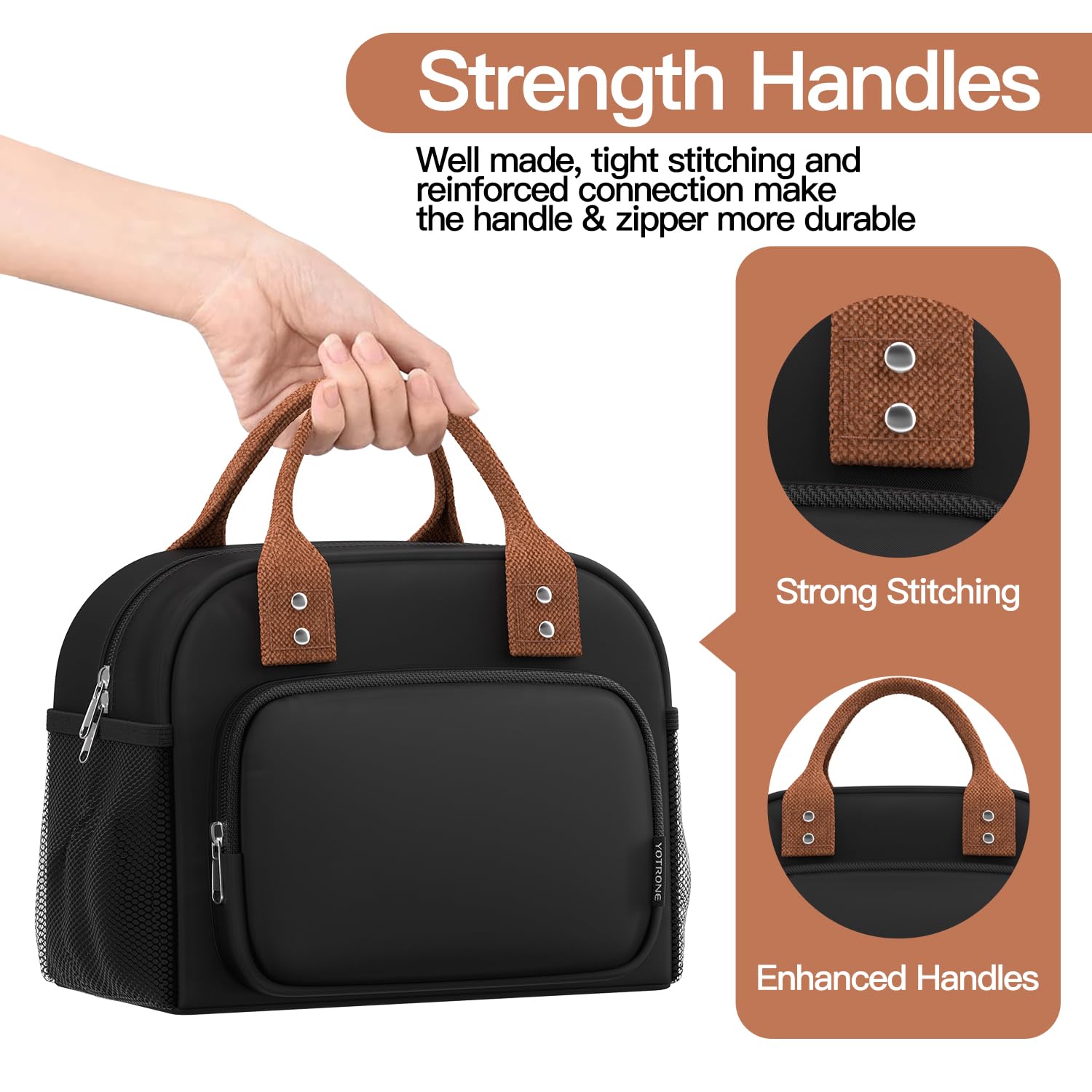 Yotrone lunch bag sturdy handles support daily carry in comfort.