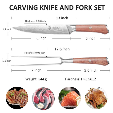 YOTSUBA 7-inch carving fork for stable meat portioning during prep