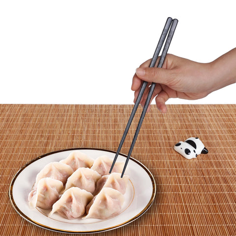 Youda fiberglass chopsticks measure 9.6 inches with balanced weight.