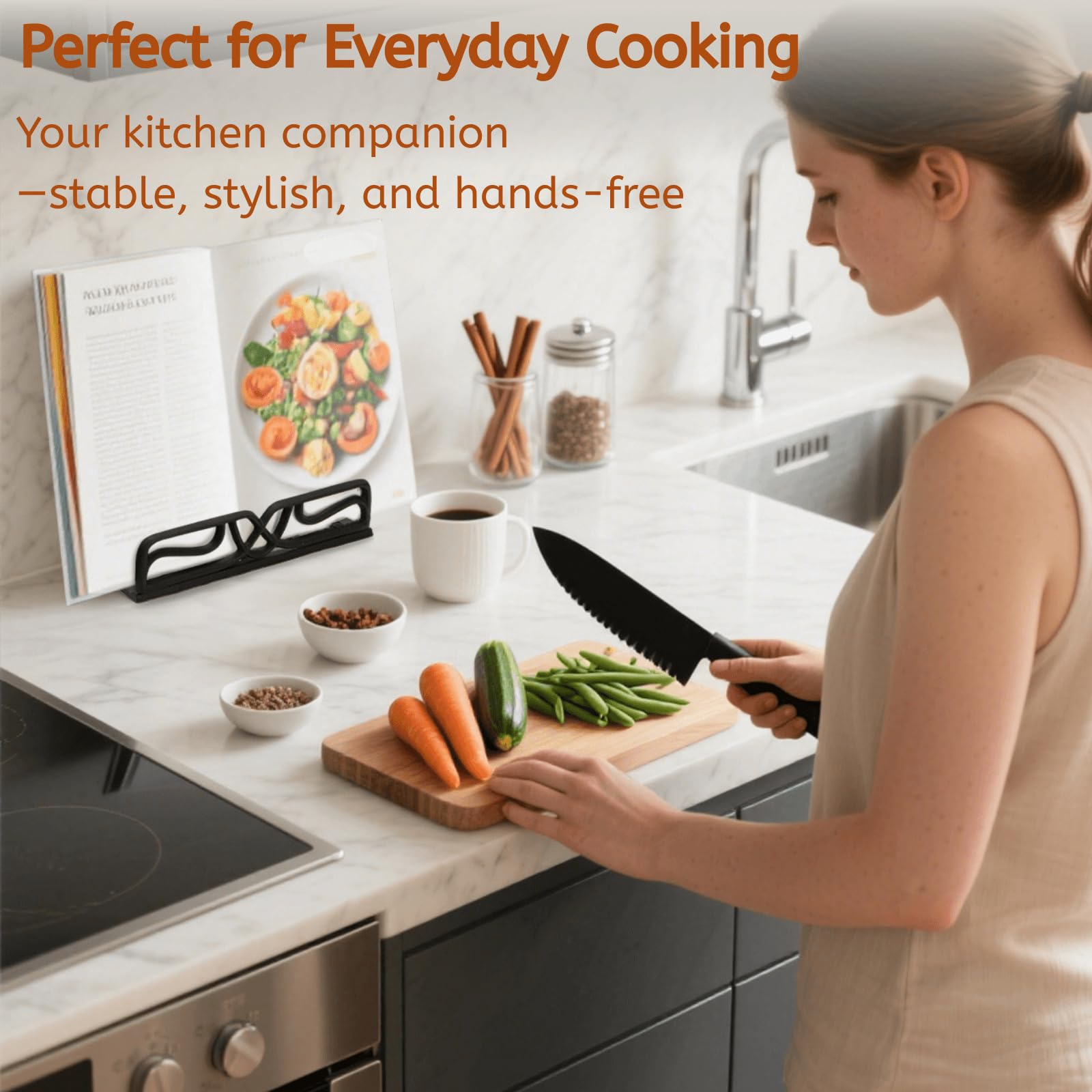 YOUEON compact ten-point-eight-inch-wide stand fits standard-size books.