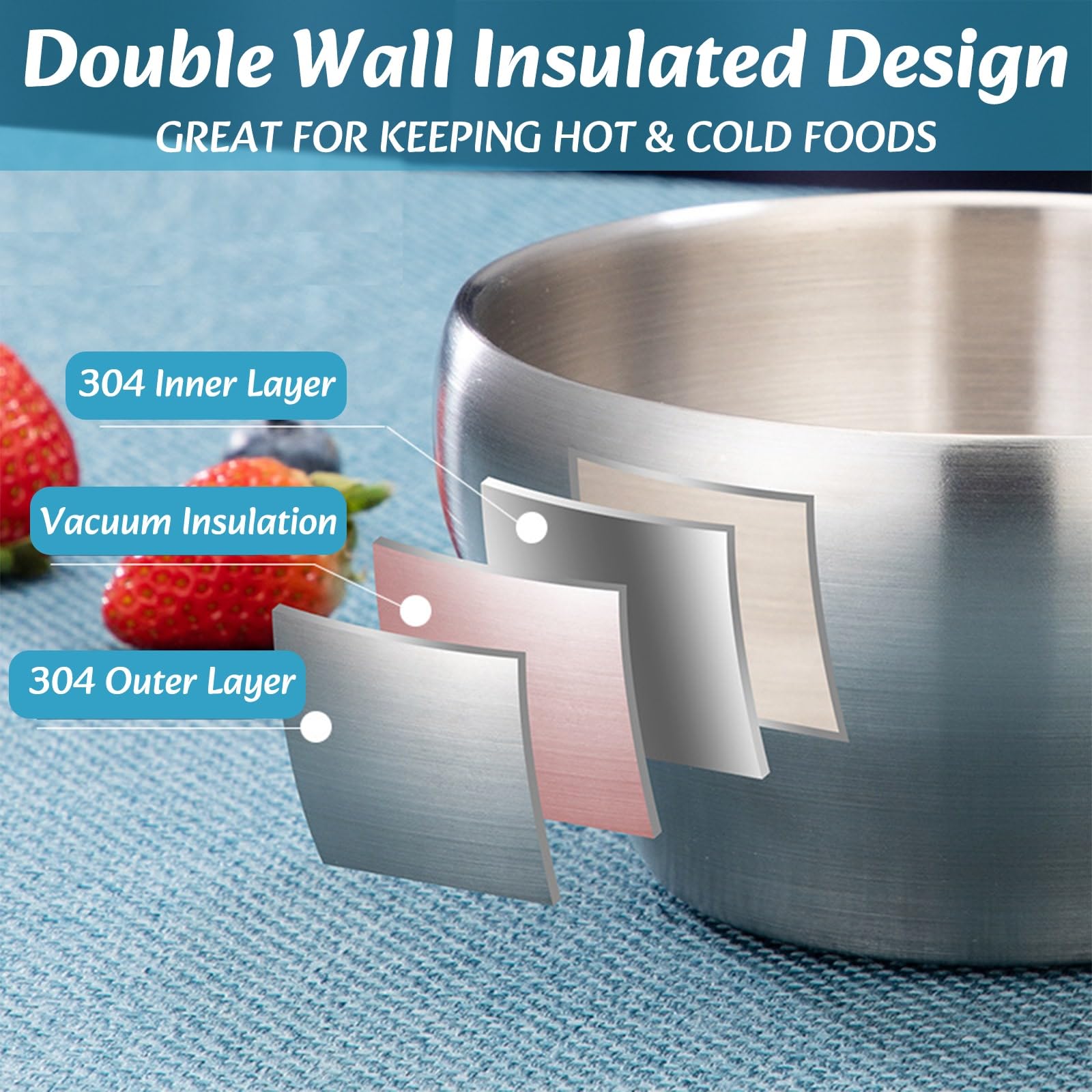 Youeon double-wall insulation keeps hot foods comfortable to hold