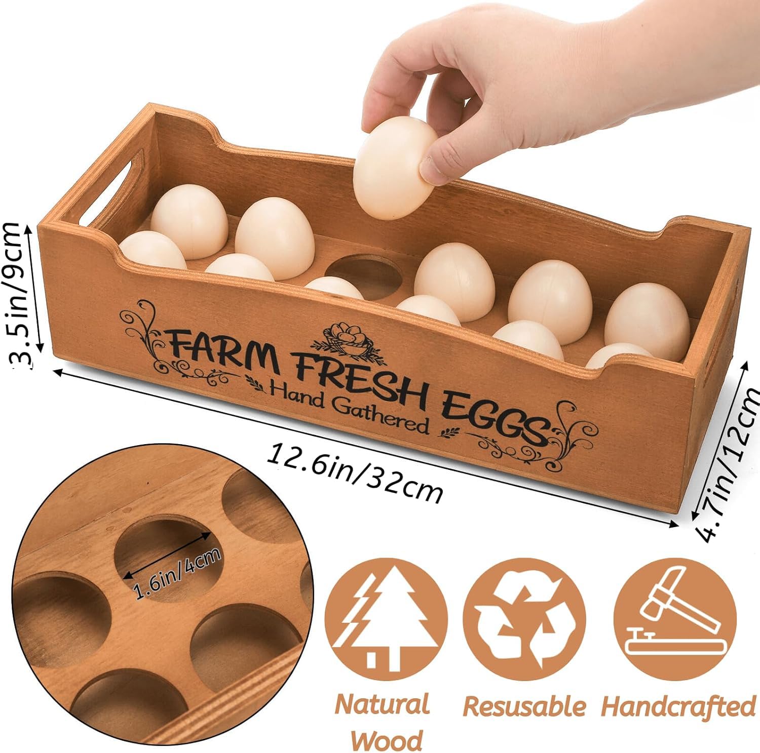 YOUEON egg crates with 12 rounded slots protect and ventilate farm-fresh eggs.
