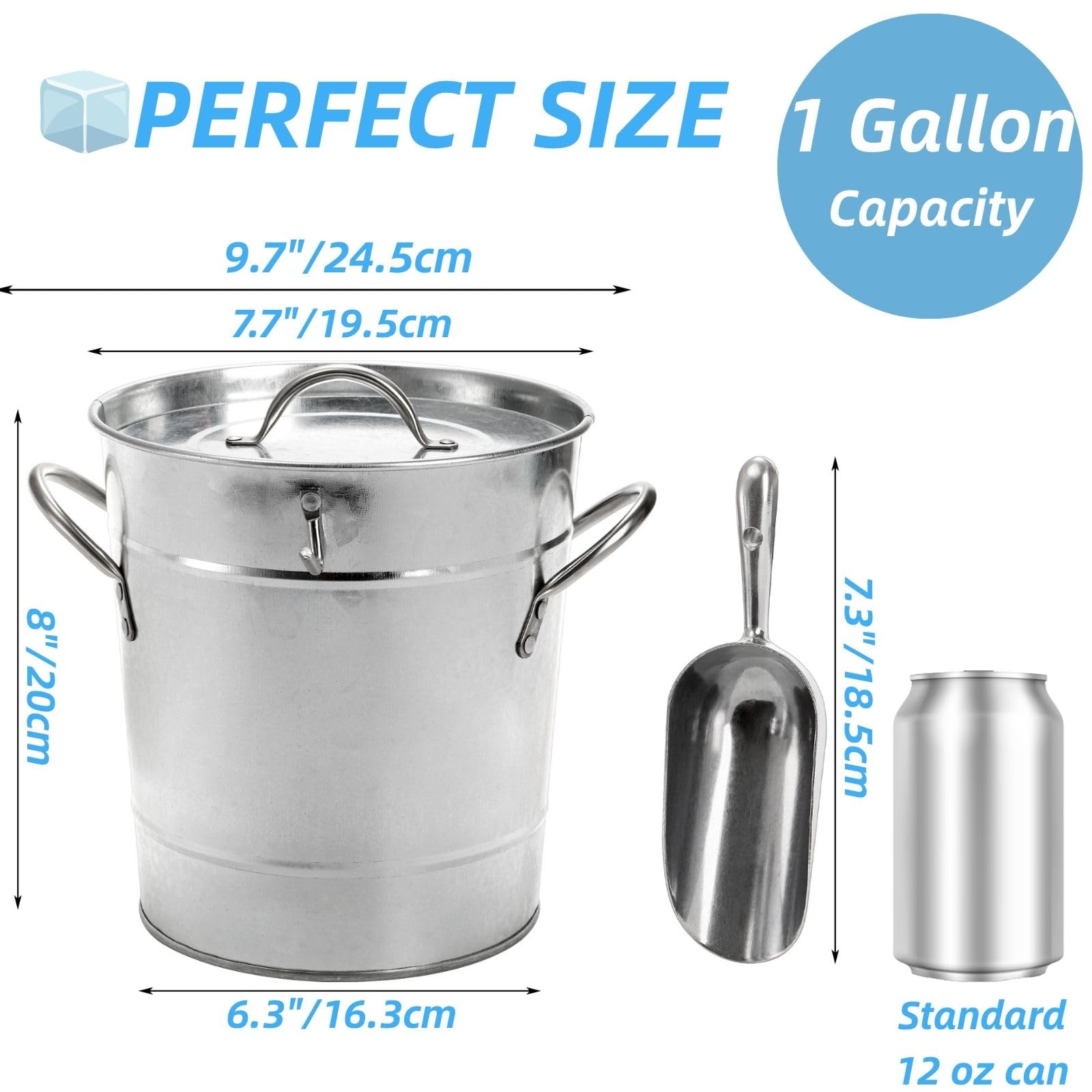 YOUEON galvanized steel ice bucket adds rustic style for outdoor entertaining.