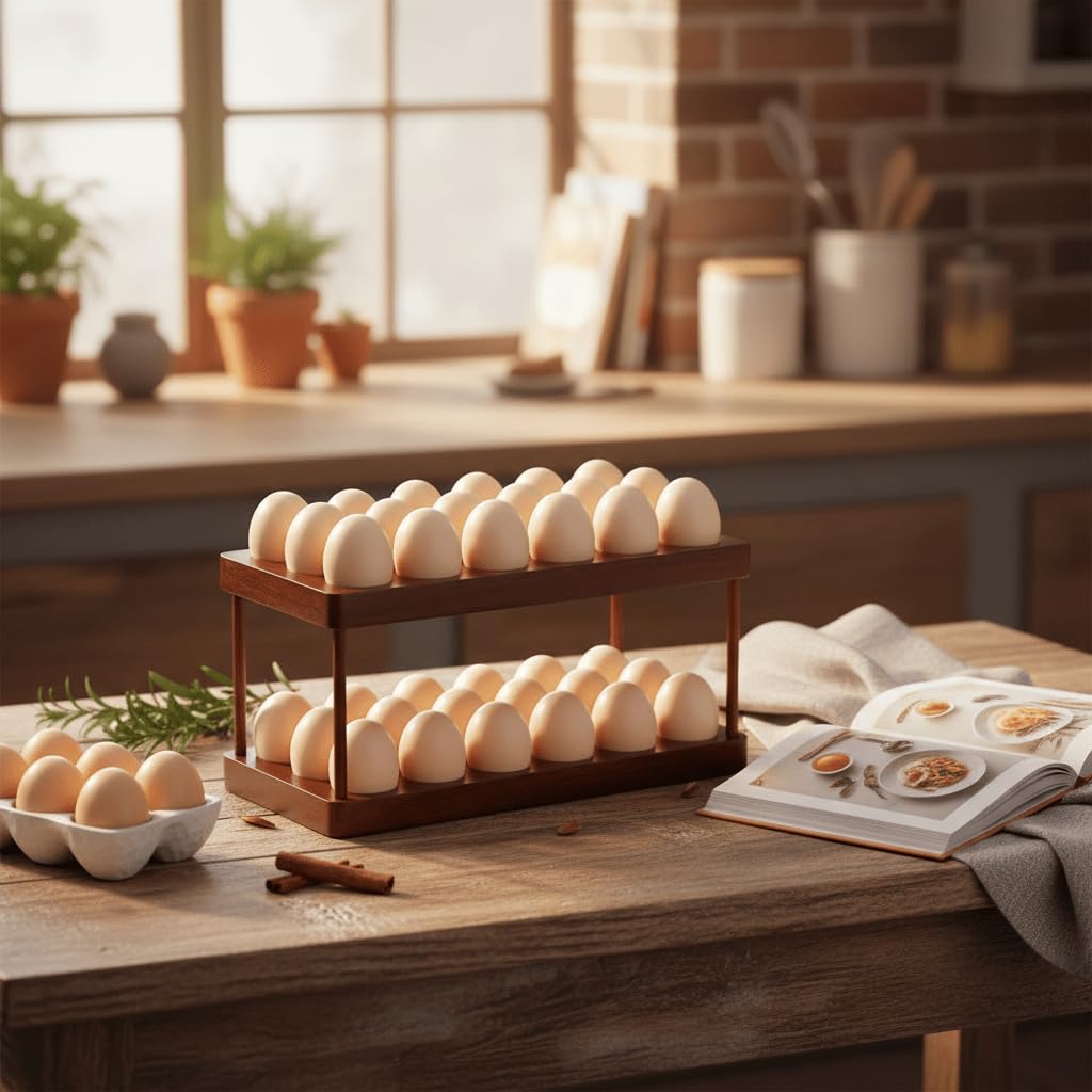 Youeon gift-worthy acacia wood egg tray for housewarming