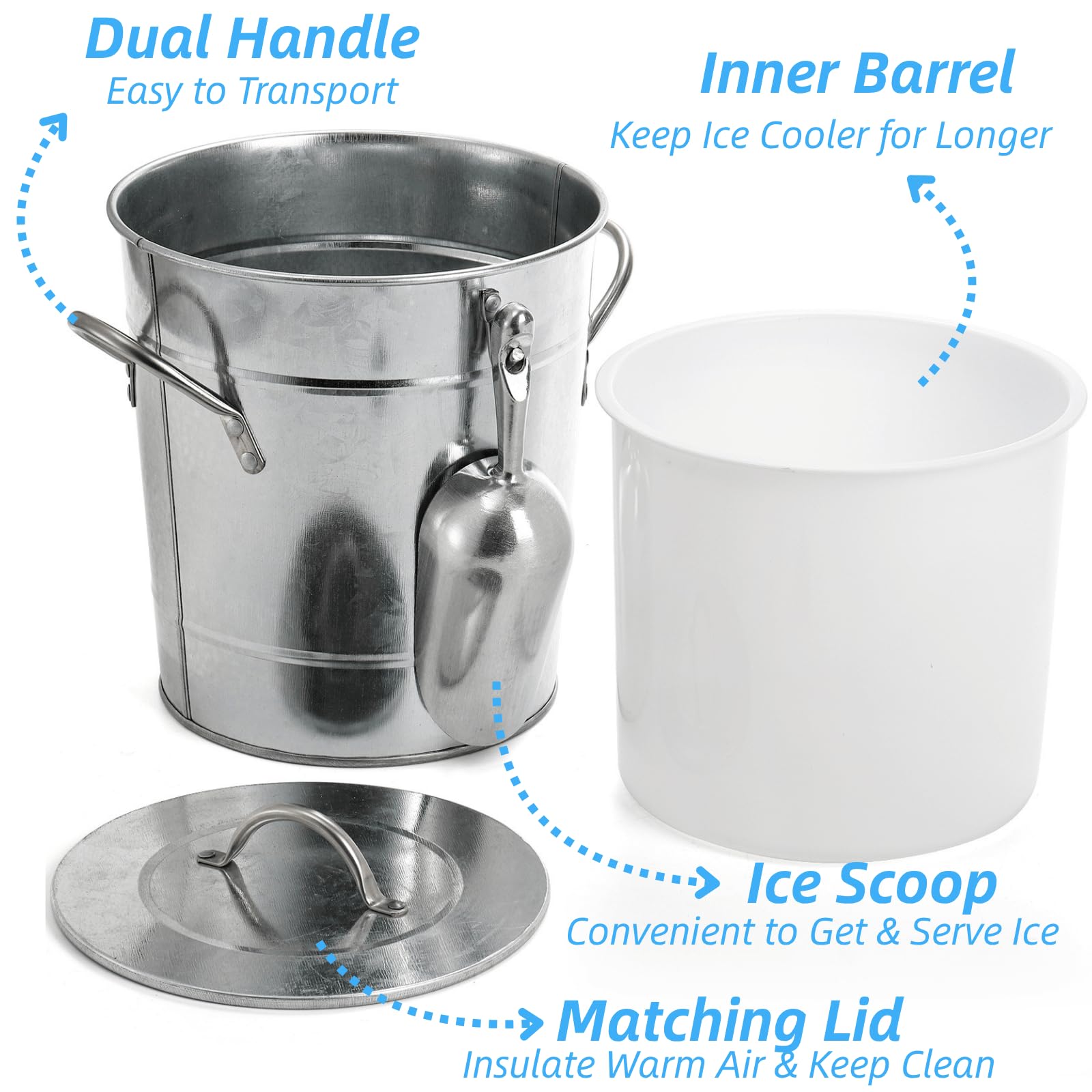 YOUEON ice bucket with carry handles for easy transport between spaces.