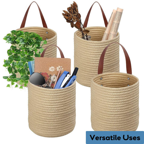 YOUEON natural jute woven basket provides sturdy storage with a warm, earthy look.