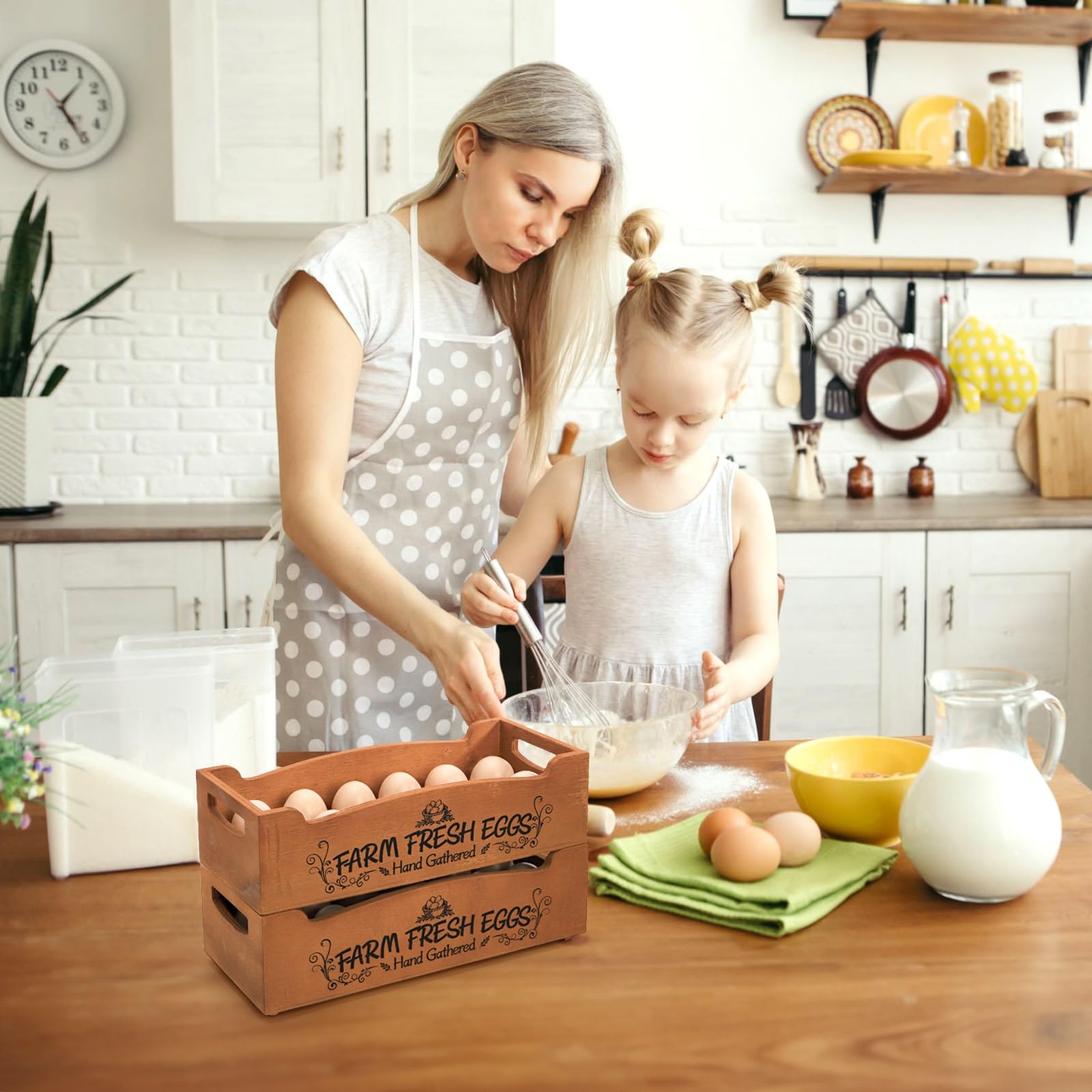 YOUEON rustic decor enhances any kitchen counter with warm wood tones.