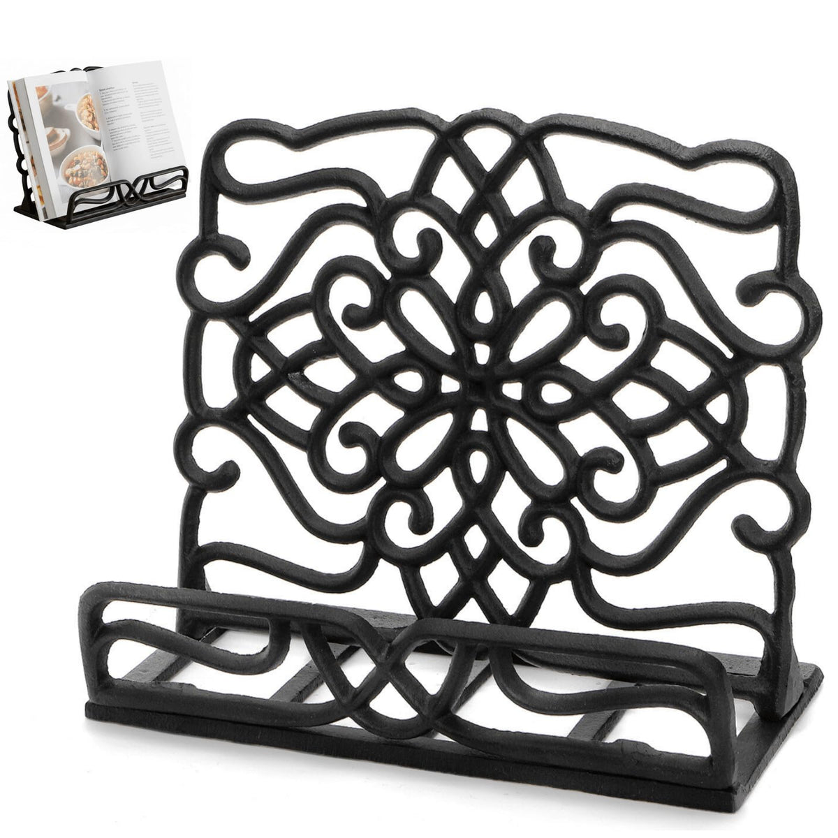 YOUEON vintage cast-iron stand with floral cutout for sturdy kitchen use.