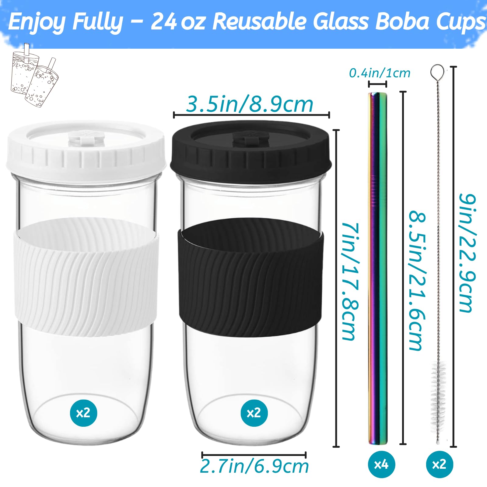 Youeon wide-mouth lid and straw for easy pouring and sipping.