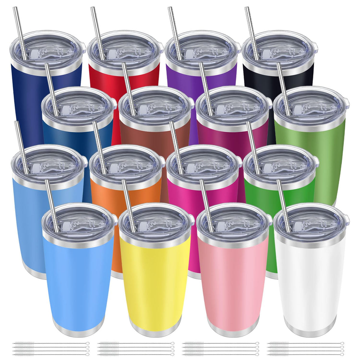 YOUKE OLA 16-pack insulated tumbler set in multicolor with lid keeps beverages at temperature