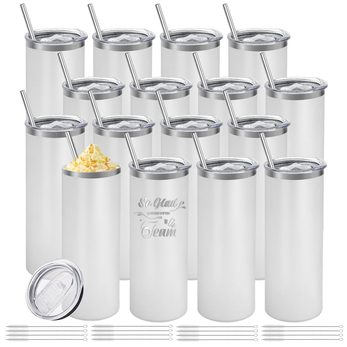 YOUKE OLA 16-pack white skinny tumblers with lids, ideal bulk gifts