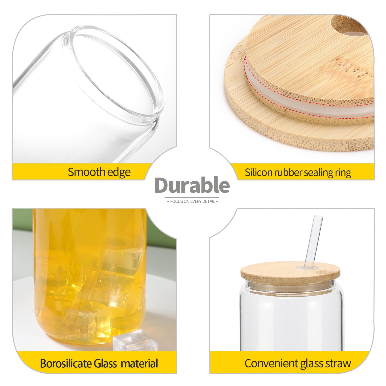 YOUKE OLA glass straw 200mm long for reusable sipping.