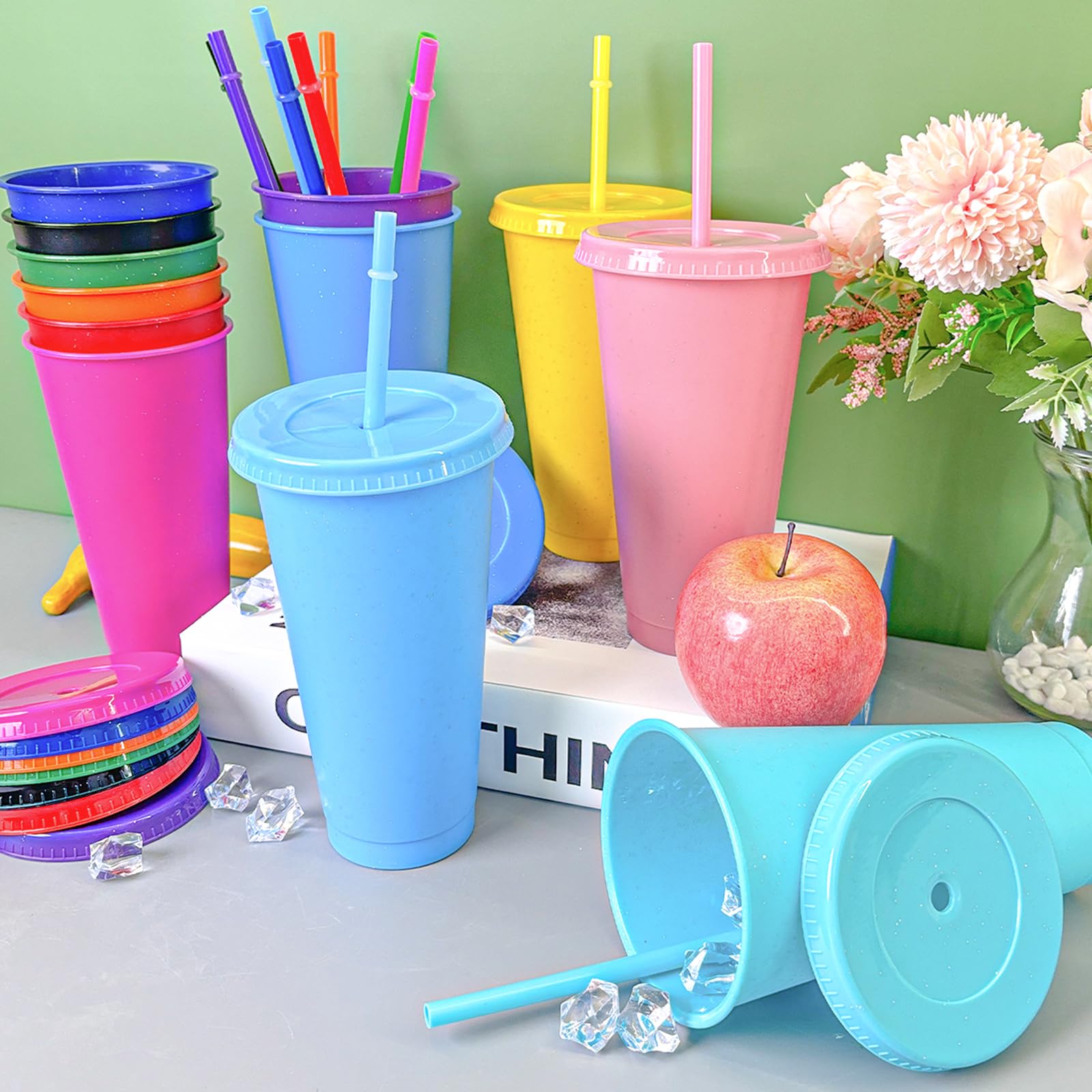 72-pack glitter cups in 12 colors for festive gatherings.