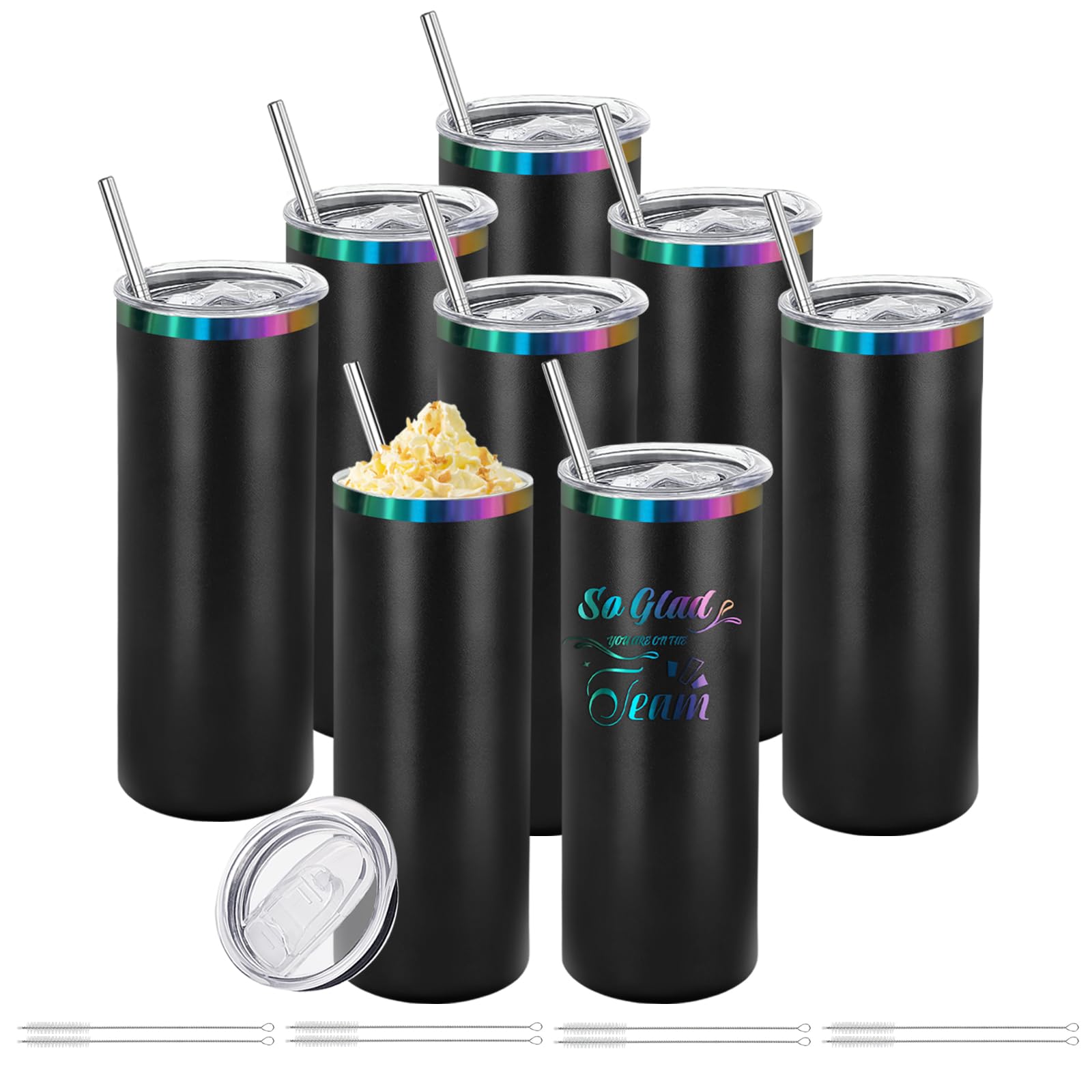 YOUKE OLA Rainbow Plated Tumbler front view shows vibrant finish for stylish daily use.