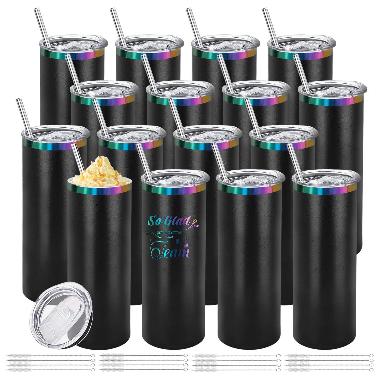 YOUKE OLA Rainbow Plated Tumbler front view with vibrant finish, ideal for personalized gifts.