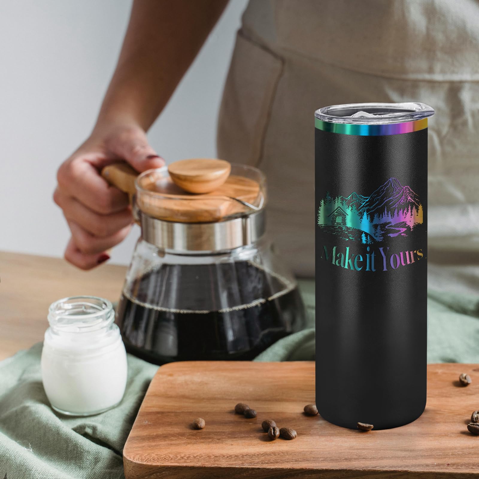 YOUKE OLA Rainbow Plated Tumbler interior stainless steel easy to clean.