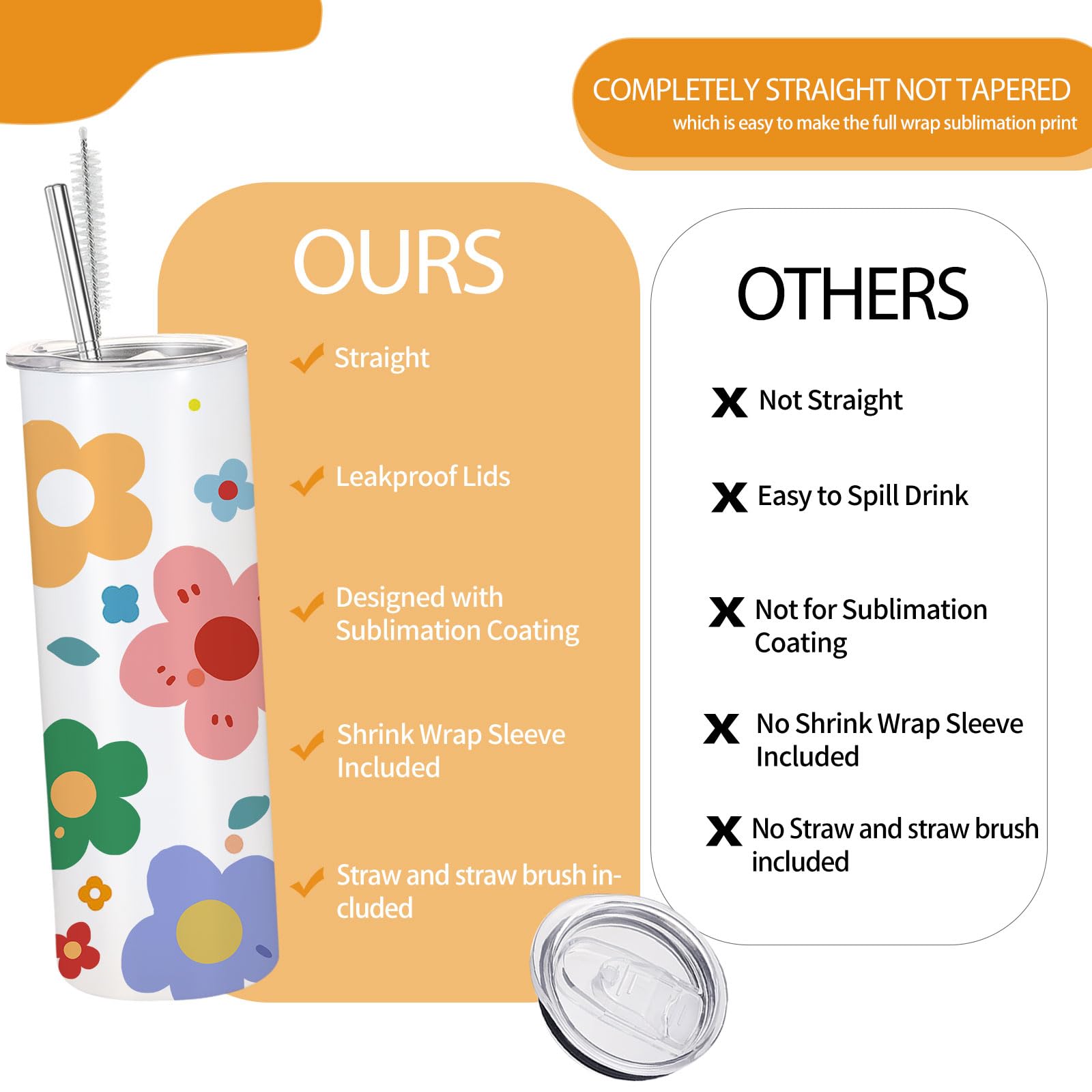 YOUKE OLA skinny straight tumbler ideal for full-wrap prints
