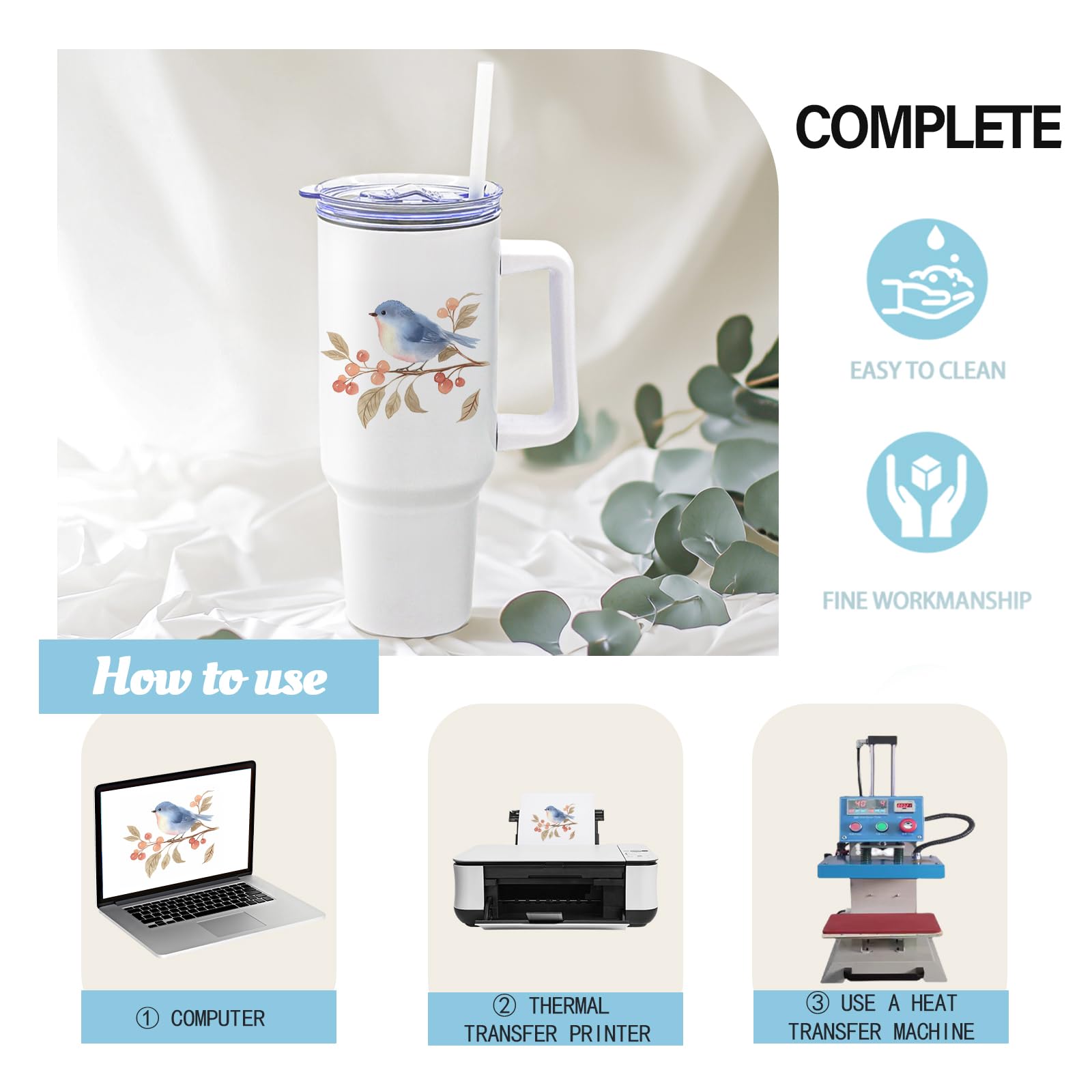 YOUKE OLA sublimation tumbler with lid and straw set for mess-free sipping.