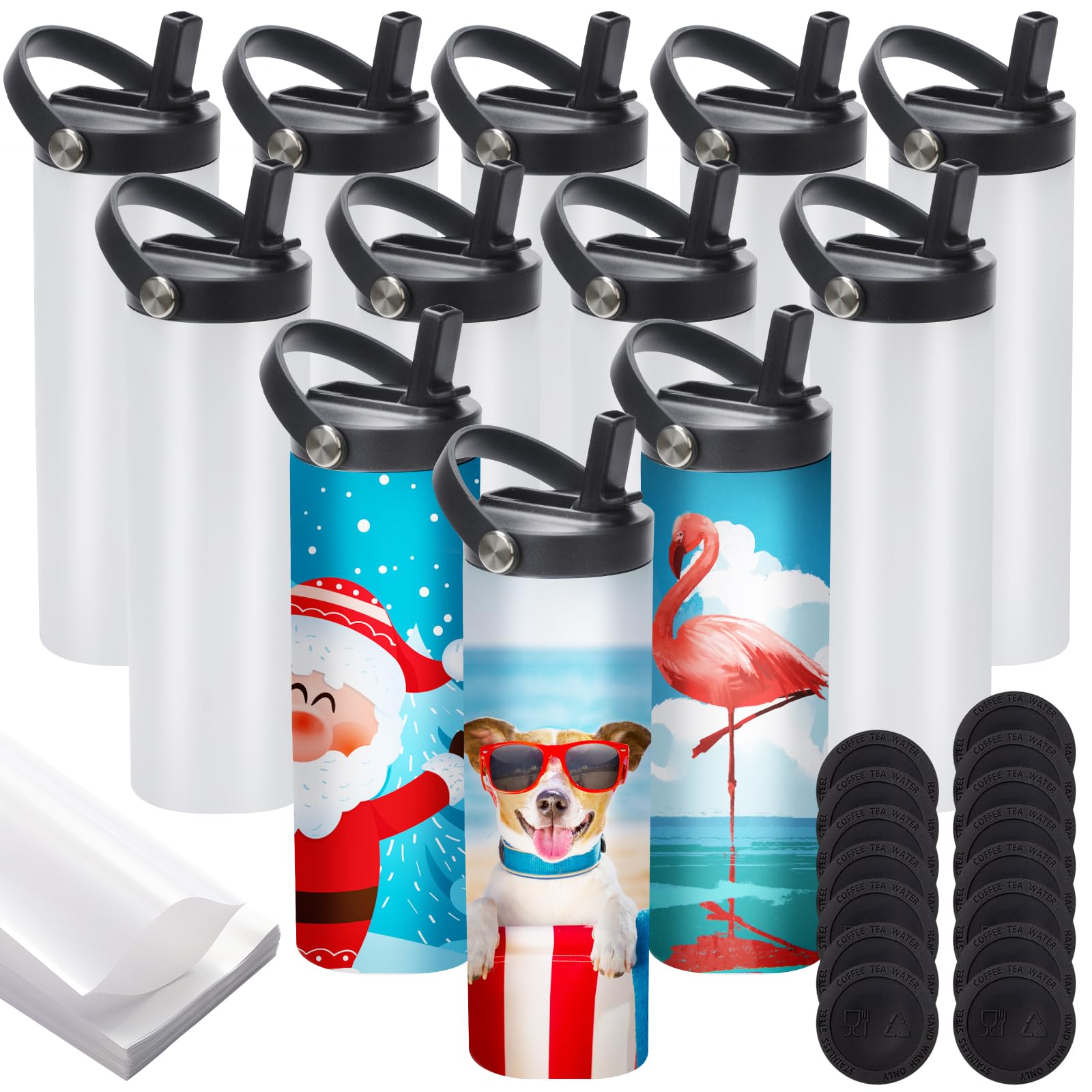YOUKE OLA 12-pack sublimation tumblers with flat edge for clean full-wrap designs