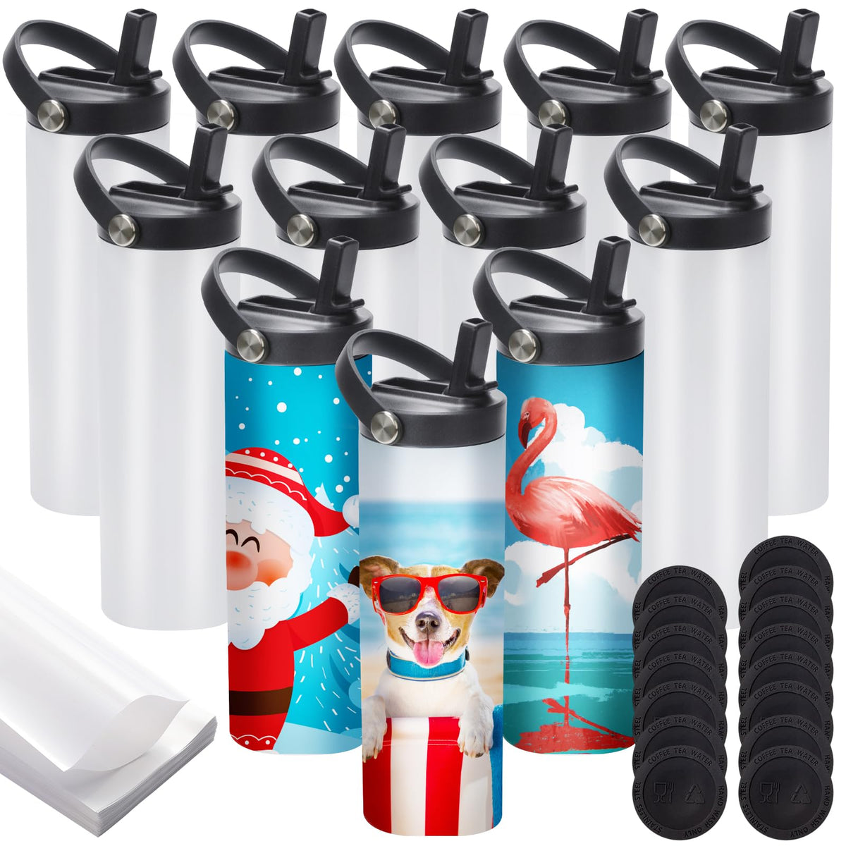 YOUKE OLA 12-pack sublimation tumblers with flat edge for clean full-wrap designs