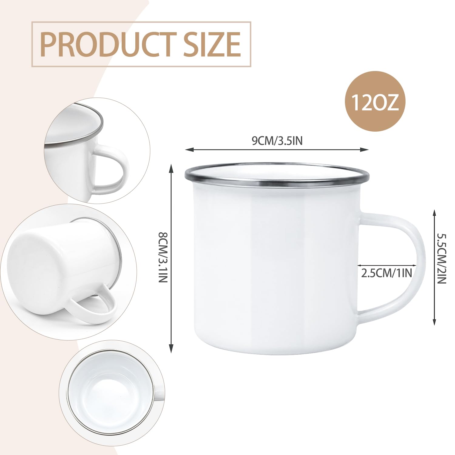 YOUKE OLA 16-pack enamel mugs white 12oz held in hand, lightweight camping companion.