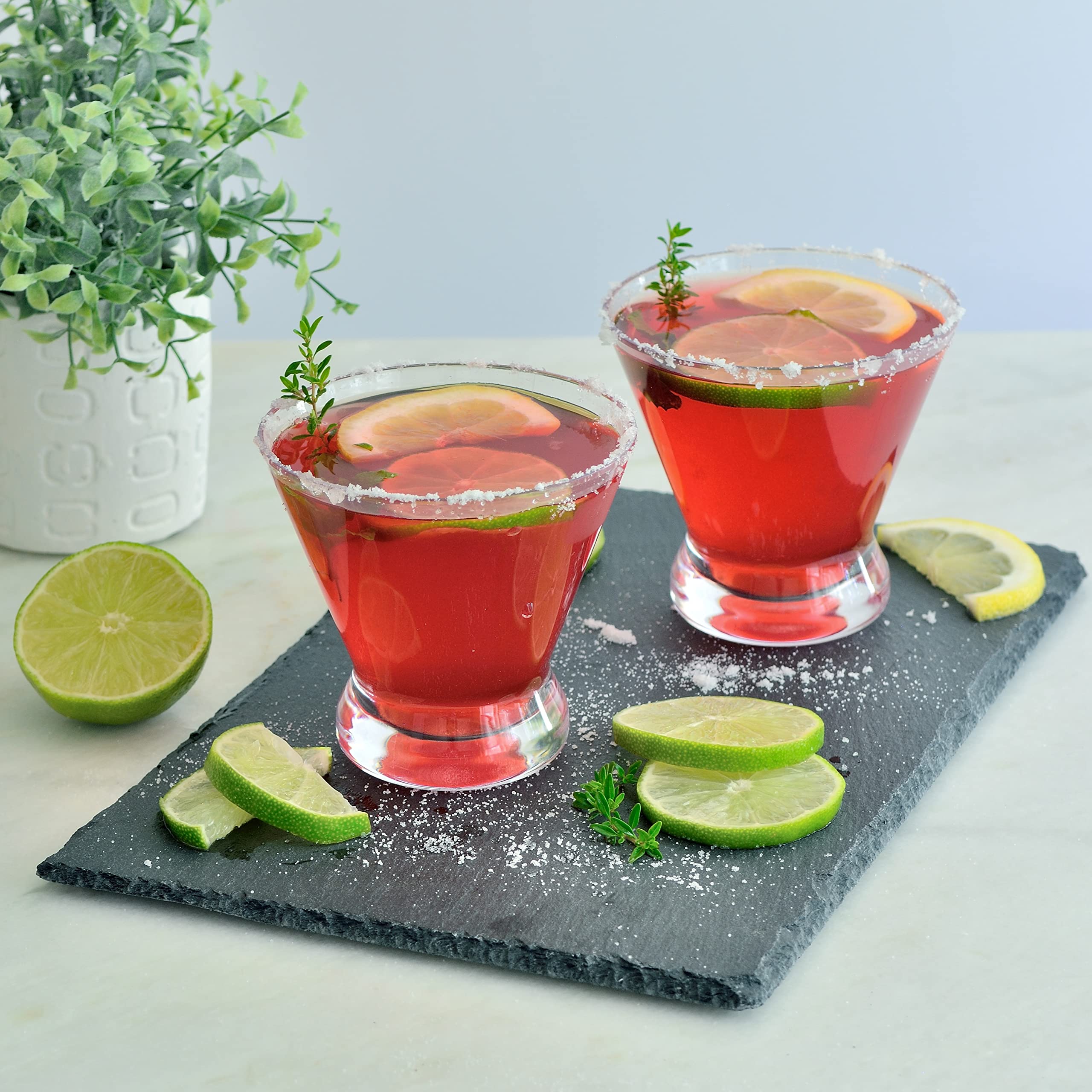 Youngever crystal-clear plastic martini glasses, 10oz for cocktails and desserts.